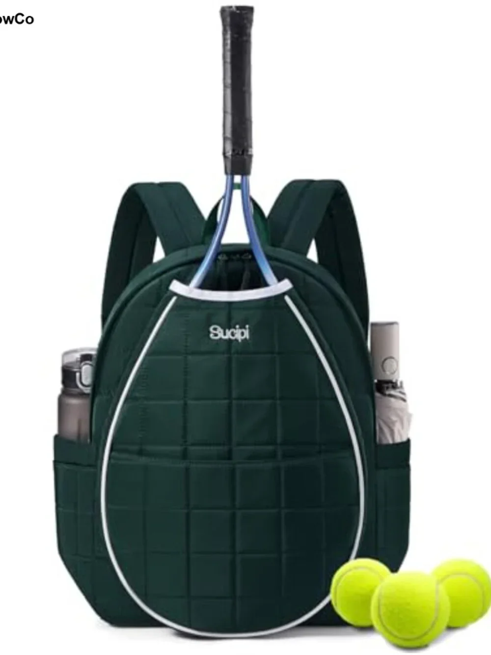 Quilted Tennis Backpack for Women, Pickleball Racket Bag with Separate